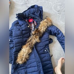 Snowimage Navy Coat with Plaid Lining